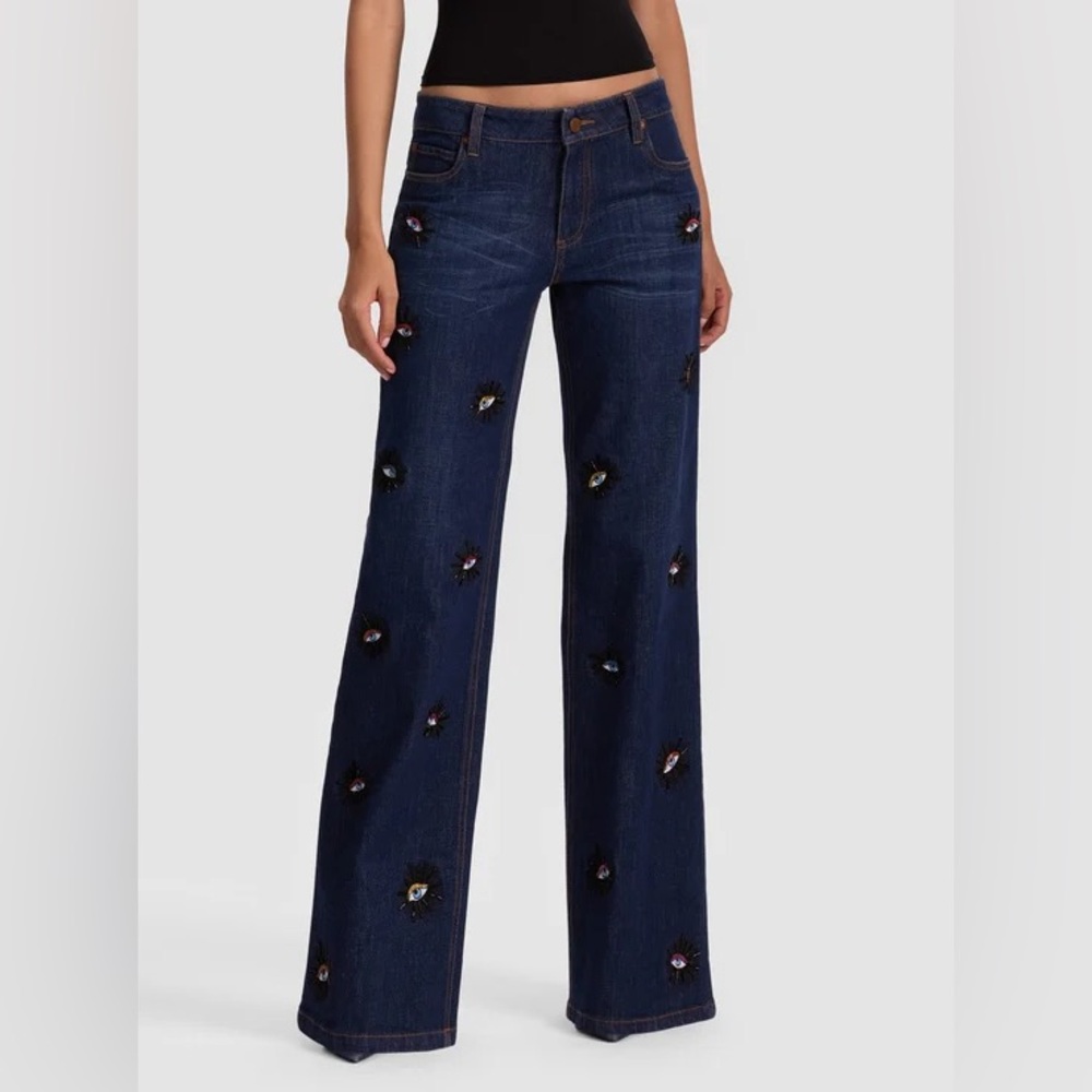 NWOT Alice + Olivia ROXIE EMBELLISHED JEAN - Picture 5 of 12